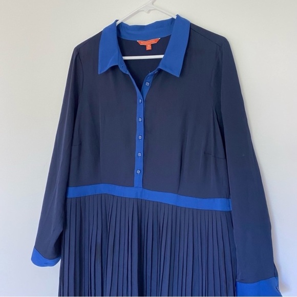 ModCloth Just My Typist Dress Women’s Sz 20 Pleated, Button Front Navy Blue - Picture 13 of 13